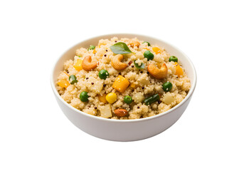 Delicious Upma Recipe Indian Breakfast Dish with Shrimp  Vegetables on Transparent background