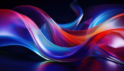 Fototapeta premium vibrant abstract ribbon waves in neon light for digital background, web design, branding, or modern print media