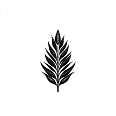 Obraz premium Elegant black leaf design, minimalist style, white background, ideal for logo or print