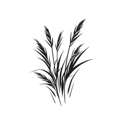 Black silhouette grass, meadow, nature, design element
