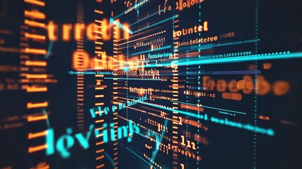 High-tech digital environment with data processors and computer systems in a server room. Illuminated circuit board and binary codes. Concept of advanced information technology. - Powered by Adobe