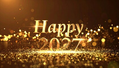 Shiny happy new year 2027 text on a black background
