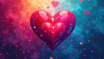 Three hearts forming a triangle, vibrant colors, abstract love concept , pink, relationship