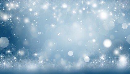 Fototapeta premium ethereal blue sparkle background with soft bokeh lights and starbursts ideal for winter web design, greeting card, or branding graphic