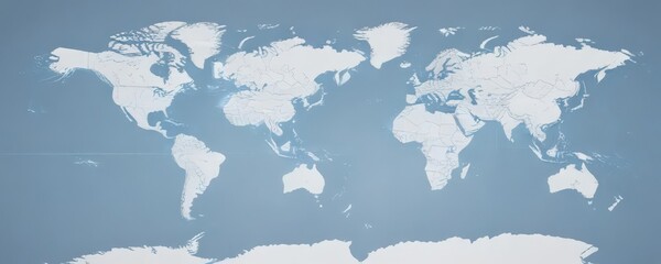 Clean blue & white vector world map, ideal for presentations ,  global,  nation, world map
