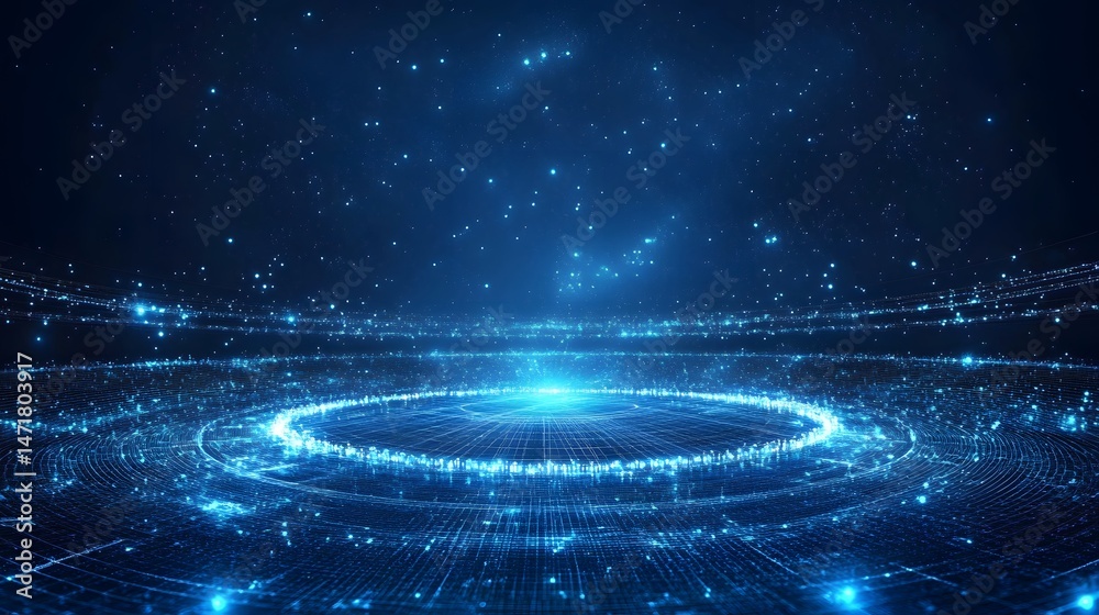Aufkleber a captivating digital tableau of concentric, glowing rings against a starlit expanse evokes advanced