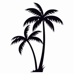 Two Silhouetted Palm Trees, Tropical Illustration