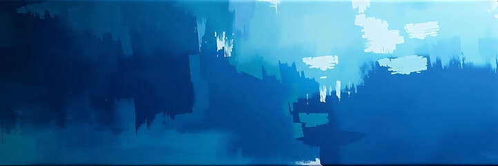 Abstract blue background with brush strokes and textures in various shades of blue.