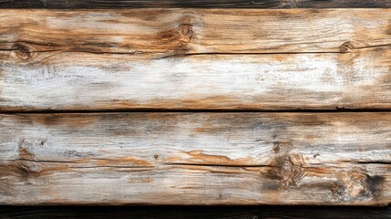 Obraz premium Weathered Timber Textures: A detailed close-up showcases aged timber planks, revealing intricate wood grain patterns, knots, and natural textures. Captured in rich, warm hues and subtle imperfections.
