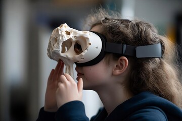 Young explorer delves into virtual paleontology using augmented reality headset