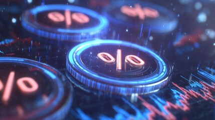A futuristic image showcasing percentage symbols over financial data, a modern concept.