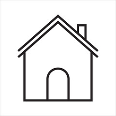  Simple house outline icon representing home, residence or main page on white background