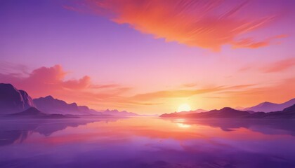 Fototapeta premium Dreamy sunset blend, orange and purple watercolor wash , color, illustration