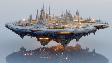 Futuristic Floating Cityscape: A Vision of Tomorrow's Urban Design