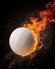 Fototapeta premium volleyball in fire