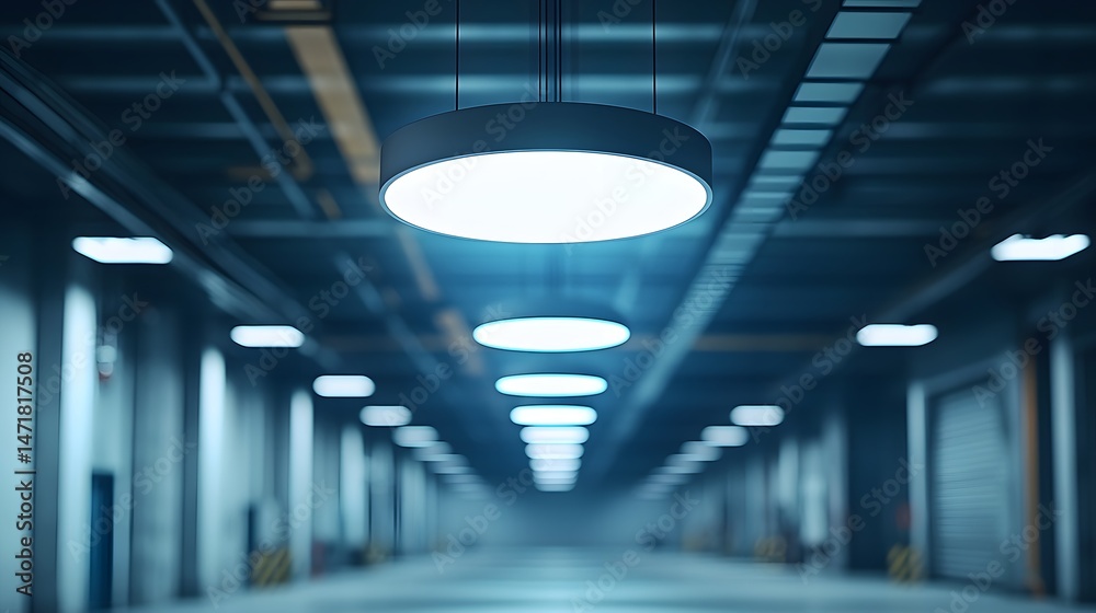 Poster final overhead light being turned off in empty factory zone, symbolic end to recovery phase, visual 