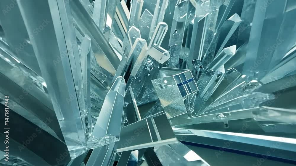 Aufkleber mesmerizing abstract design of geometric crystal structures sharp edges and transparent surfaces ref