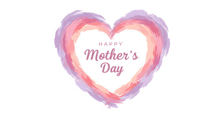 Happy Mother's Day Watercolor Heart with Love Text Background