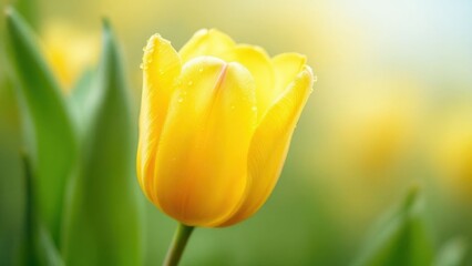 Obraz premium Radiant Yellow Tulip Nature's Springtime Beauty Floral Background Wallpaper