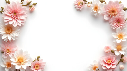 Obraz premium Flower frame floral pattern vector illustration background isolated white 