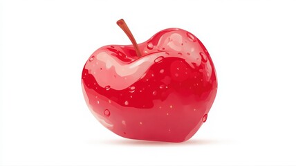 Obraz premium Heart Shaped Red Apple Illustration