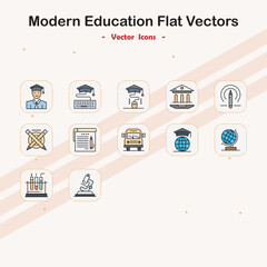 Modern Education Icons Flat Vector Illustrations