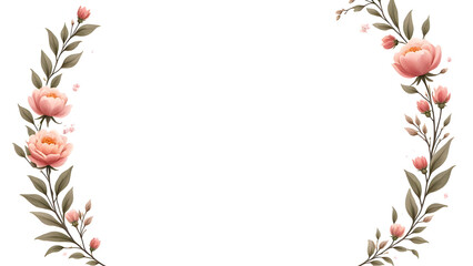 Obraz premium Flower frame floral pattern vector illustration background isolated white 