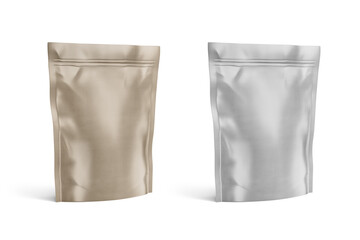 Stand Up Pouch Mockup 3D Rendering Isolated on White Background