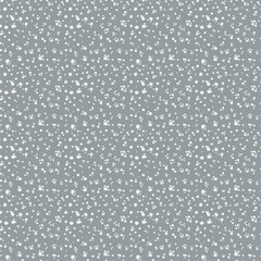 Gray seamless pattern with white cute flowers. For printing, packaging, textiles, wallpaper, children's design, scrapbooking