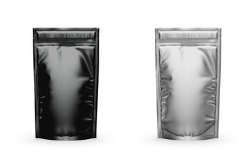 Stand Up Pouch Mockup 3D Rendering Isolated on White Background