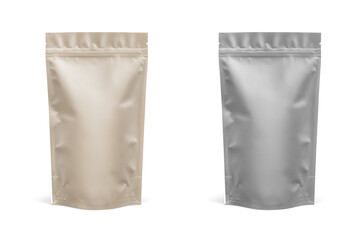 Stand Up Pouch Mockup 3D Rendering Isolated on White Background