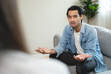 mental health care therapy concept, psychologist counseling to anxiety patient and giving guidance...