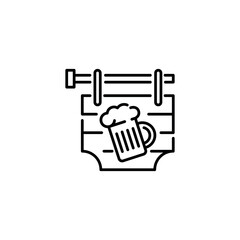 Beer pub sign icon. Simple wooden beer sign icon for social media, app and web design. Vector illustration.