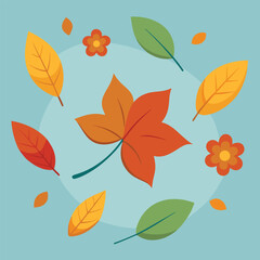 Obraz premium Autumn leaves and blooms combine falling autumn