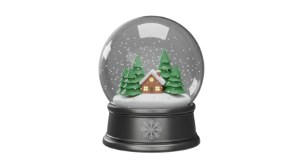 Charming snow globe with a winter house scene.