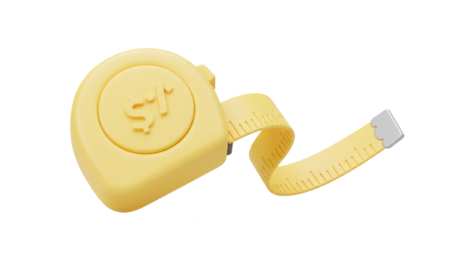 Pastel yellow measuring tape with dollar sign, budget concept.