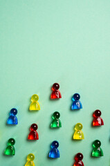 Wedge-shaped figures of people and space for text. Concept of society, human resources, different...