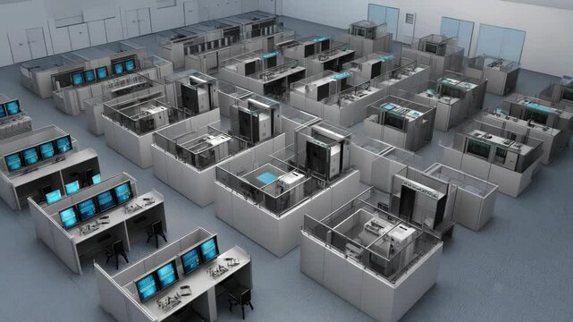 Interior view of a modern server room.