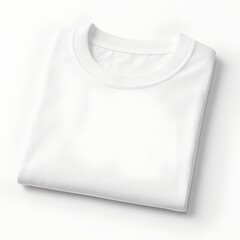 Folded White Cotton T-Shirt Mockup Isolated on White