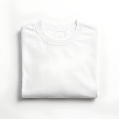 Folded White Cotton T-Shirt Mockup Isolated on White