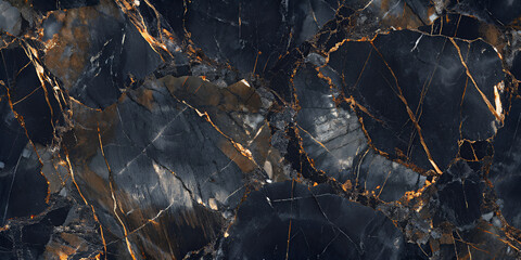Dark Blue Marble Texture with Gold Veins Background