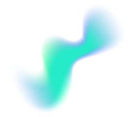 Abstract blurred turquoise colored shape. Mesh fluid liquid element. Soft light holographic blob. Neon blend vibrant figure