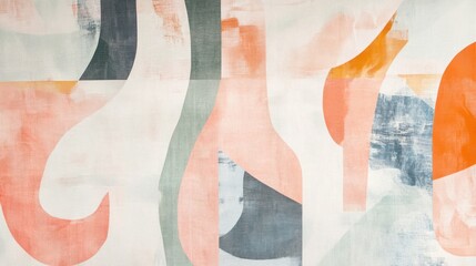 Abstract art piece with soft colors and flowing shapes