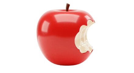 Obraz premium A shiny red apple with a big bite taken out of it.
