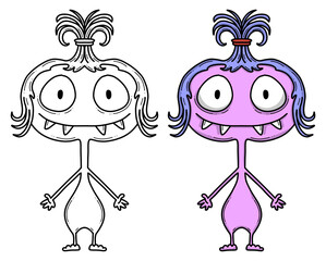 Monster Illustration, Ausmalbild, Ausmalen