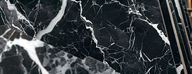 Black and White Marble Texture Background - Close Up