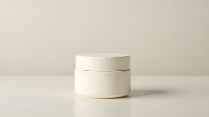 Blank Off-White Eco-Friendly Cosmetic Cream Jar Mockup.