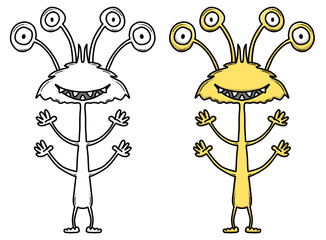 Monster Illustration, Ausmalbild, Ausmalen