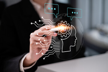 Artificial intelligence chatbot communication innovation client business service message technology...