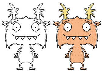 Monster Illustration, Ausmalbild, Ausmalen